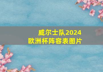 威尔士队2024欧洲杯阵容表图片