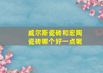 威尔斯瓷砖和宏陶瓷砖哪个好一点呢