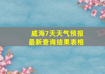 威海7天天气预报最新查询结果表格