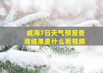 威海7日天气预报查询结果是什么呢视频