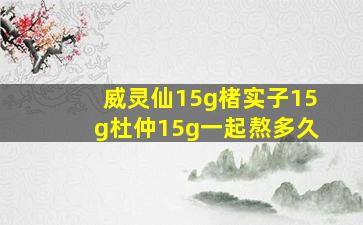 威灵仙15g楮实子15g杜仲15g一起熬多久