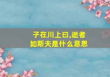 子在川上曰,逝者如斯夫是什么意思