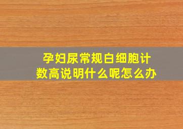 孕妇尿常规白细胞计数高说明什么呢怎么办