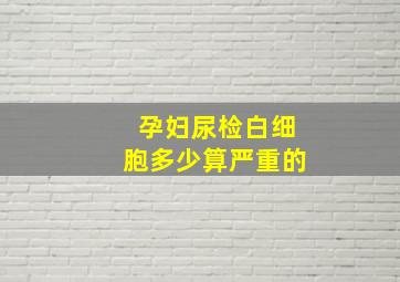 孕妇尿检白细胞多少算严重的