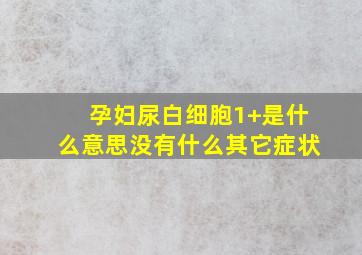 孕妇尿白细胞1+是什么意思没有什么其它症状