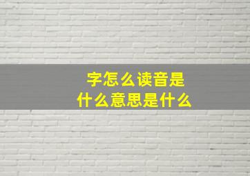 字怎么读音是什么意思是什么