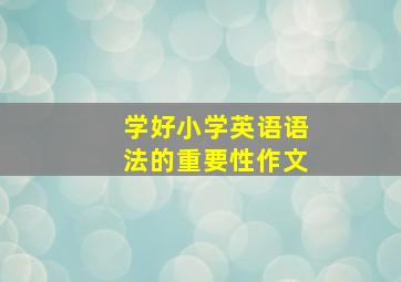 学好小学英语语法的重要性作文