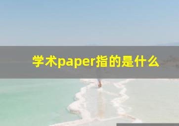 学术paper指的是什么