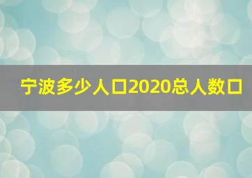 宁波多少人口2020总人数口