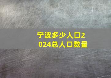 宁波多少人口2024总人口数量