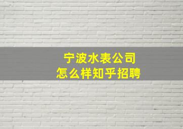 宁波水表公司怎么样知乎招聘