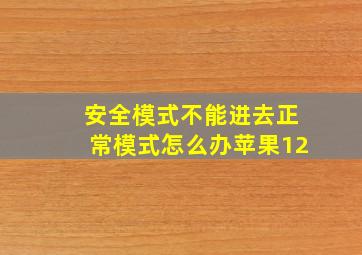 安全模式不能进去正常模式怎么办苹果12