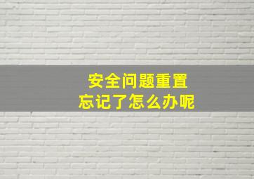 安全问题重置忘记了怎么办呢