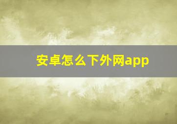 安卓怎么下外网app