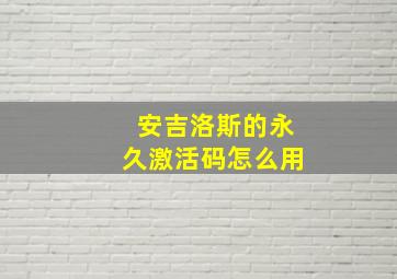 安吉洛斯的永久激活码怎么用