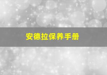 安德拉保养手册