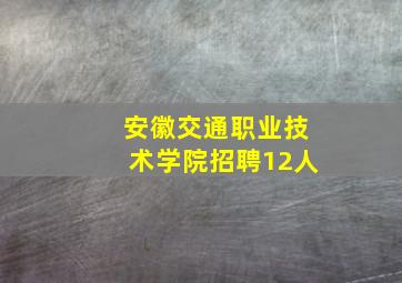 安徽交通职业技术学院招聘12人