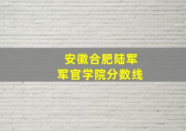 安徽合肥陆军军官学院分数线