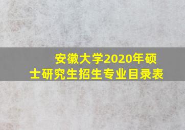 安徽大学2020年硕士研究生招生专业目录表