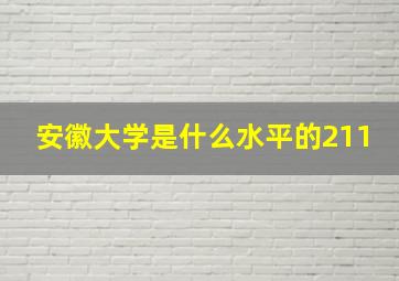 安徽大学是什么水平的211