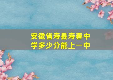 安徽省寿县寿春中学多少分能上一中