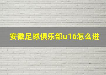 安徽足球俱乐部u16怎么进