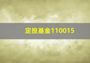 定投基金110015