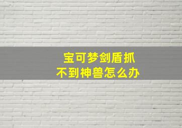 宝可梦剑盾抓不到神兽怎么办