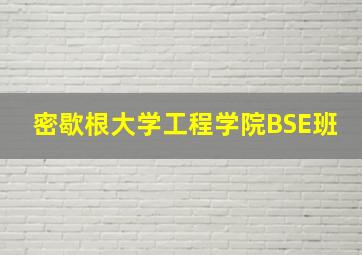 密歇根大学工程学院BSE班