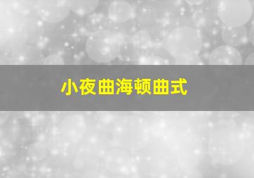 小夜曲海顿曲式