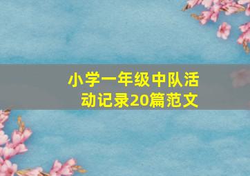 小学一年级中队活动记录20篇范文