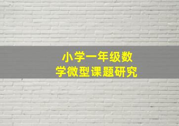 小学一年级数学微型课题研究