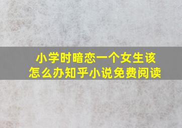 小学时暗恋一个女生该怎么办知乎小说免费阅读