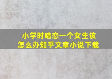 小学时暗恋一个女生该怎么办知乎文章小说下载