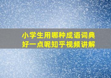 小学生用哪种成语词典好一点呢知乎视频讲解