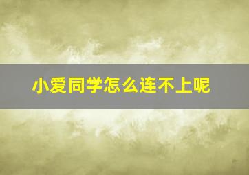 小爱同学怎么连不上呢