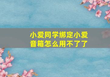 小爱同学绑定小爱音箱怎么用不了了