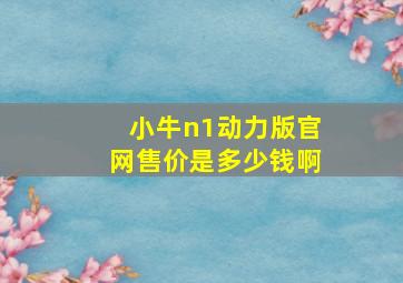 小牛n1动力版官网售价是多少钱啊