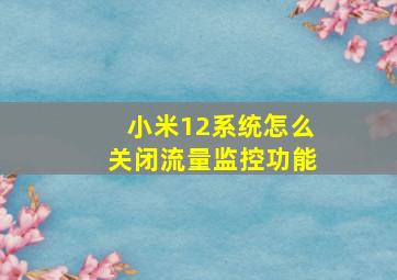 小米12系统怎么关闭流量监控功能