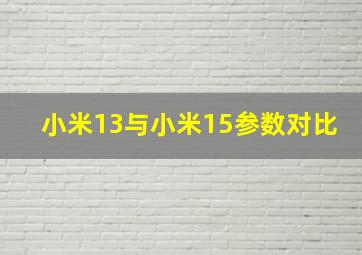 小米13与小米15参数对比