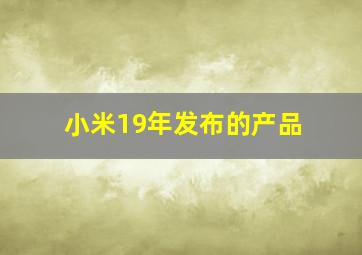 小米19年发布的产品