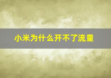 小米为什么开不了流量