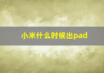 小米什么时候出pad