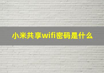 小米共享wifi密码是什么