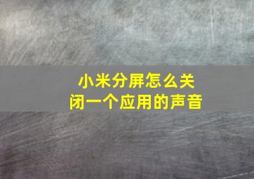 小米分屏怎么关闭一个应用的声音