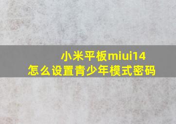 小米平板miui14怎么设置青少年模式密码