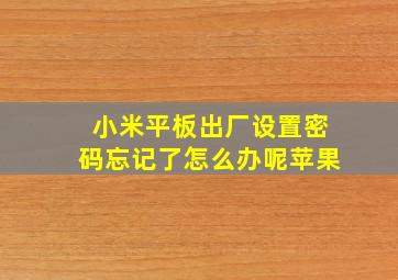 小米平板出厂设置密码忘记了怎么办呢苹果