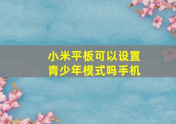 小米平板可以设置青少年模式吗手机