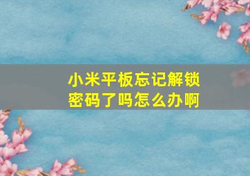 小米平板忘记解锁密码了吗怎么办啊