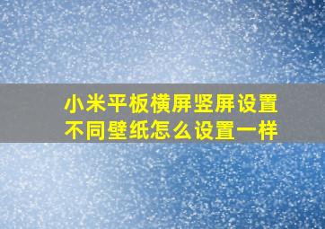 小米平板横屏竖屏设置不同壁纸怎么设置一样